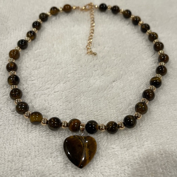 Heart Pendant Necklace with Beaded Chain - Picture 3 of 3